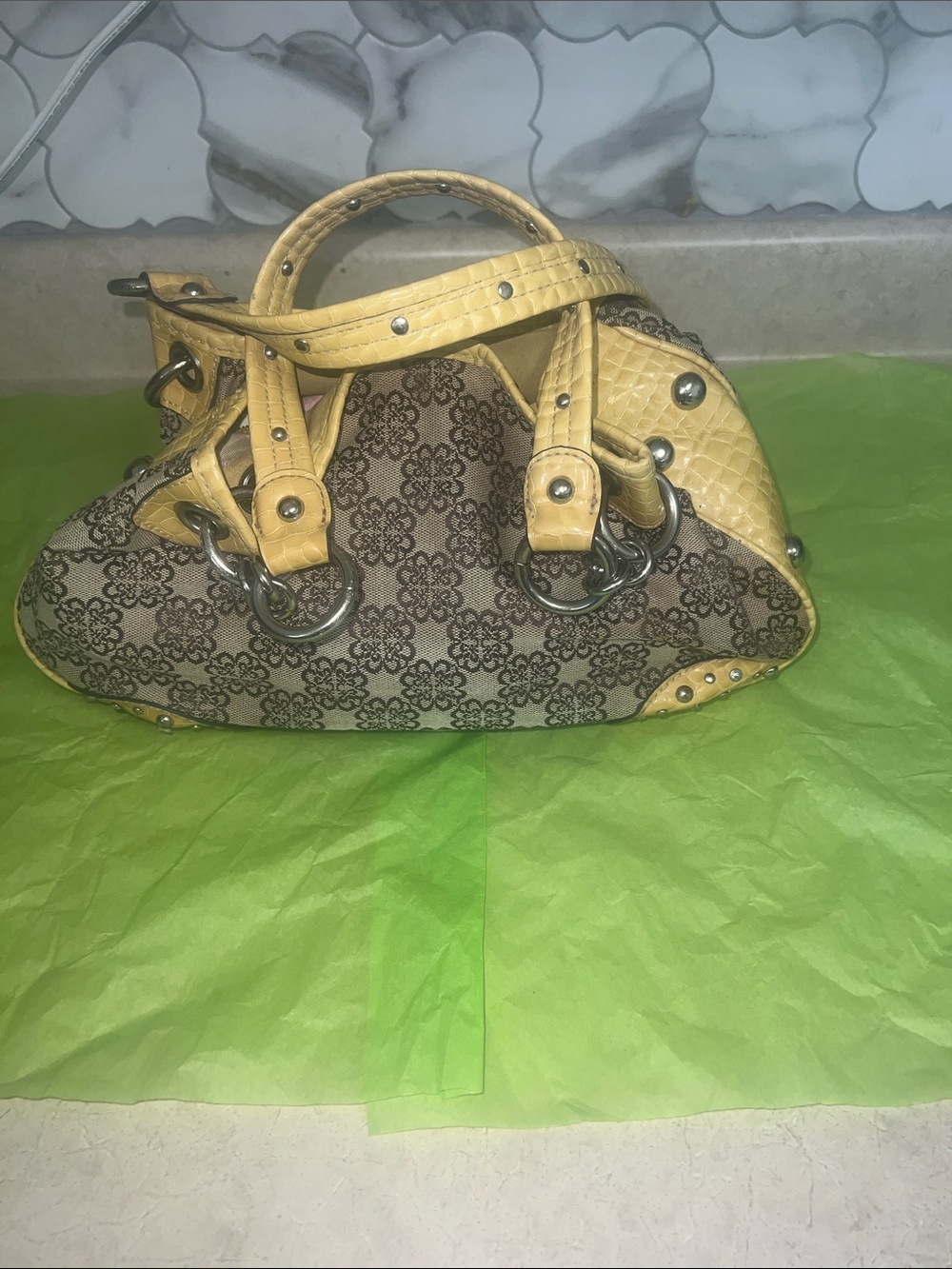 Yellow Kathy Van Zeeland Accent Pattern Print Women's Satchel by
